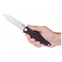 Messer Acta non verba Z400 Stonewash/Plain Edge, G10 schwarz Black