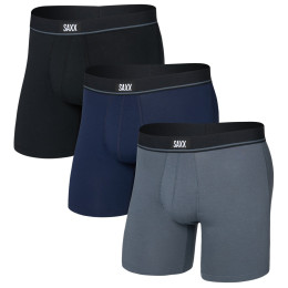 Herren-Boxershorts Saxx Essential Cotton Boxer Brief Fly 3Pk schwarz black/turbulence/maritime