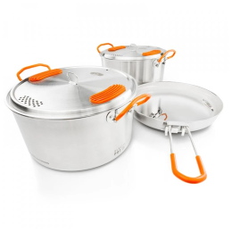 Geschirrset GSI Outdoors Glacier Stainless Base Camper Medium silber silver