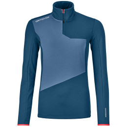 Damen-Sweatshirt Ortovox Fleece Light Zip Neck W blau petrol blue