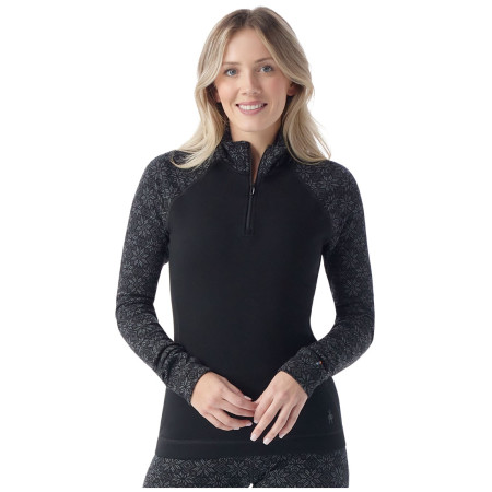 Damen-Funktionsshirt Smartwool W Classic Thermal Merino Bl 1/4 Zip B schwarz/grau black digi snow