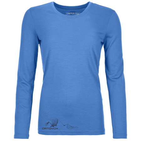 Damen-T-Shirt Ortovox 185 Merino Logo Spray Ls W blau sky blue