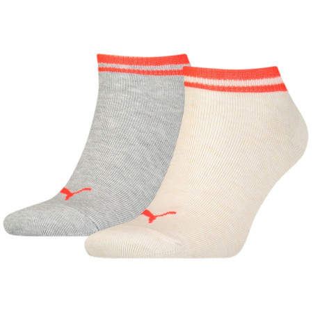 Socken Puma Heritage Sneaker 2P grau grey melange / red