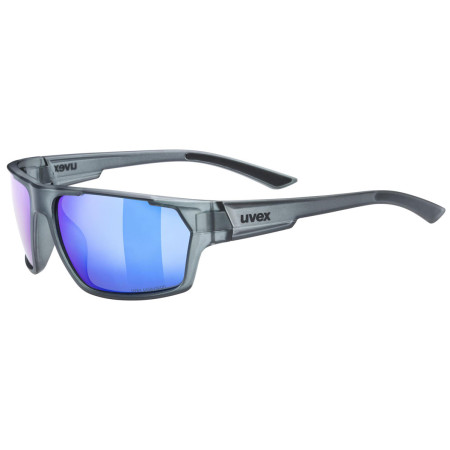 Sonnenbrille Uvex Sportstyle 233 P grau Smoke Mat / Polavision Mirror Blue
