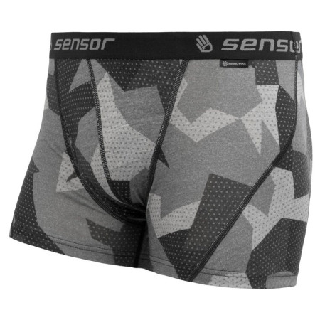 Herren funktionelle Boxershorts Sensor Merino Impress schwarz/grau Black/Camo