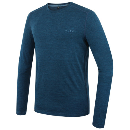 Herren-T-Shirt MOOA MerinoSilk 160 long blau lagoon blue melange