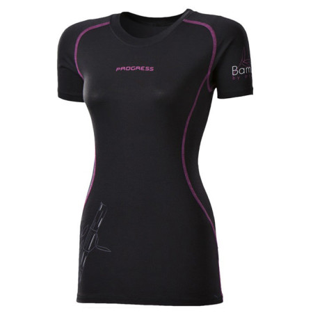 Damen-T-Shirt Progress Triko E NKRZ 28OA (2016) schwarz/lila Black/PurpleStitching