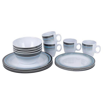 Geschirrset Bo-Camp Dinner set 16 blau/weiß White/Navy