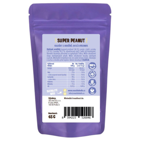 Sportlernahrung SNACKin BALLS Super Peanut 65 g