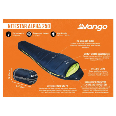 Dreijahreszeiten-Schlafsack Vango Nitestar Alpha 250