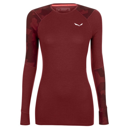Damen-T-Shirt Salewa Cristallo Warm Amr W L/S Tee. dunkelrot 1570 - syrah