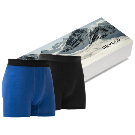 Herren funktionelle Boxershorts Devold Breeze Merino 150 Boxer Man 2Pk schwarz/blau Black/Royal