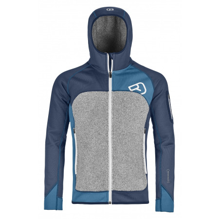 Herren-Sweatshirt Ortovox Fleece Plus Hoody grau/blau NightBlue