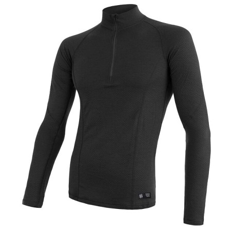 Herren-T-Shirt Sensor DF Merino Wool dl.r. zip schwarz Black