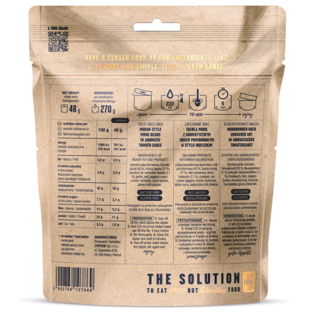 Trekkingnahrung Lyo food Mungobohnen nach indischer Art mit Tomatensauce 270 g