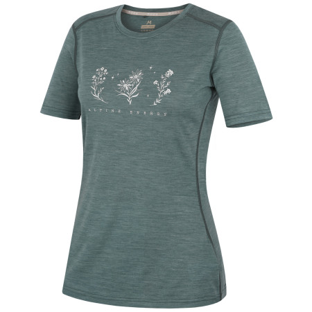 Damen-T-Shirt MOOA Merino Lyolite Bloom 150 Short türkis dusty teal