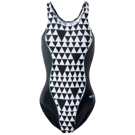 Damenbadeanzug Aquawave Abira Wmns schwarz/weiß GeometricPrint/Black/Aquasplash