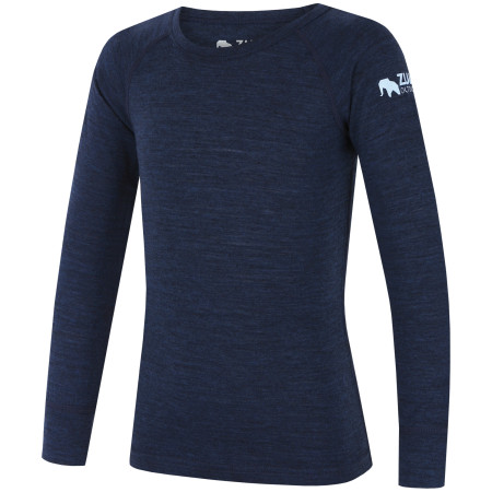 Kinder-T-Shirt Zulu Merino 160 Long blau navy melange
