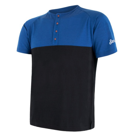 Herren-Funktionsshirt Sensor Merino Air PT knoflíčky schwarz/blau Blue/Black