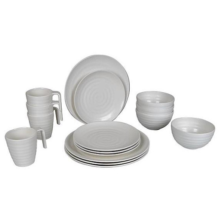 Geschirrset Bo-Camp Tableware 100% Melamine Stone weiß Natural