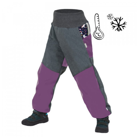 Kinder-Softshell-Hose mit Fleece Unuo Basic Vzor lila/grau