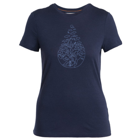 Damen-Funktionsshirt Icebreaker Women Merino 150 Tech Lite III SS Tee Hike Path dunkelblau Midnight Navy