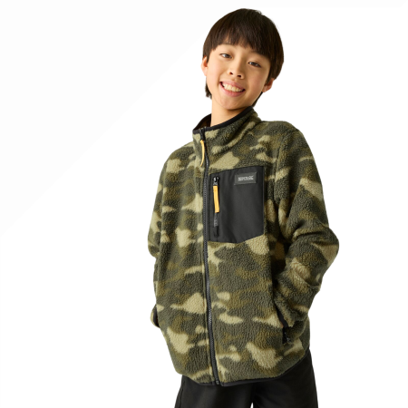Kinder-Funktions-Sweatshirt Regatta Junior Frankie Warm Fleece Bark Green Camo