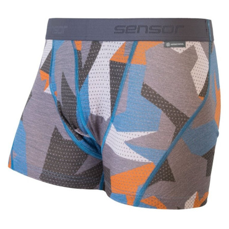 Herren funktionelle Boxershorts Sensor Merino Impress blau/grau Blue/Camo
