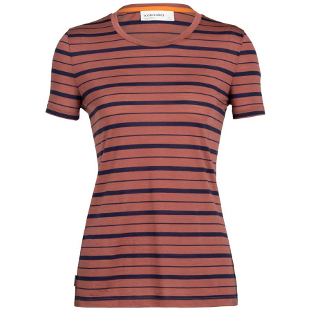 Damen-T-Shirt Icebreaker Women Wave SS Tee Stripe 2023 rot/schwarz grape