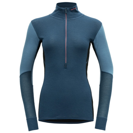 Damen-Rollkragenpullover Devold Wool Mesh Woman Half Zip Neck dunkelblau Flood