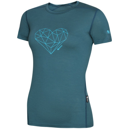 Damen-T-Shirt Zulu Merino 160 Short Heart blau Petrol