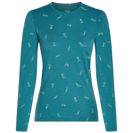 Damen-Funktionsshirt Icebreaker Women Merino 200 Oasis LS Crewe Snow Day hellblau Topaz/Hydro/Aop
