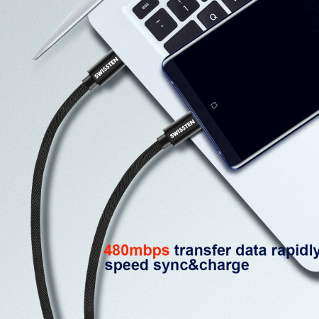 Lade- und Datenkabel Swissten Textile USB-C / USB-C 3 m