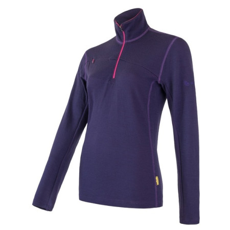 Damen-Sweatshirt Sensor Merino Upper kurzer Reißverschluss lila Purple