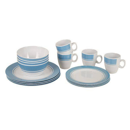 Geschirrset Bo-Camp Dinner set 16 weiß/blau blauw