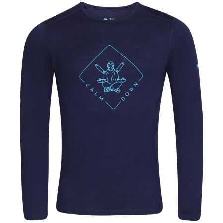 Herren-T-Shirt Zulu Merino Buddha 160 Long blau Navy