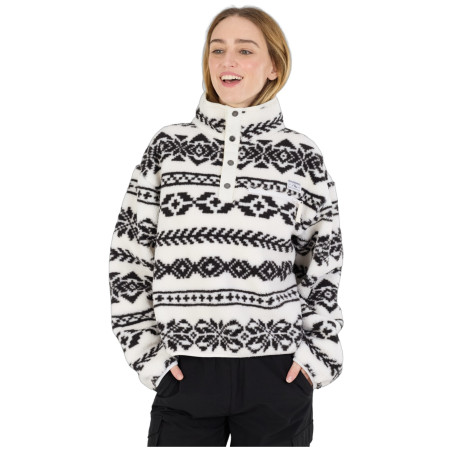 Damen-Sweatshirt Fundango Pacha Fleece Jacket weiß/schwarz inka