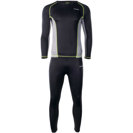 Herren-Thermounterwäsche Hi-Tec Kamo set schwarz/grau Black/FrostGray/LimePunch