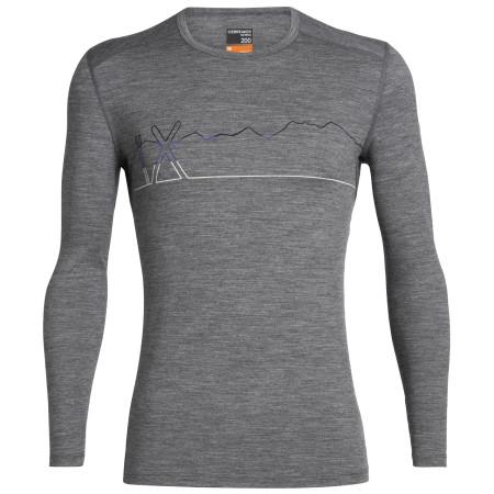 Herren-T-Shirt Icebreaker Mens 200 Oasis LS Crewe Single Line Ski grau GritstoneHthr