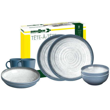 Geschirrset Brunner Tuscany Set tete-a-tete weiß/blau