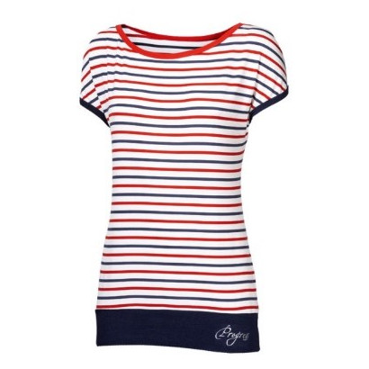 Damen-T-Shirt Progress OS Sepia 24NV weiß/blau TricolorStrips