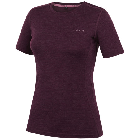 Damen-T-Shirt MOOA MerinoSilk 160 short dunkellila dark purple melange
