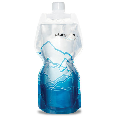 Wasser Faltflasche Platypus Soft Bottle 1,0L Closure blau/weiß Mountain