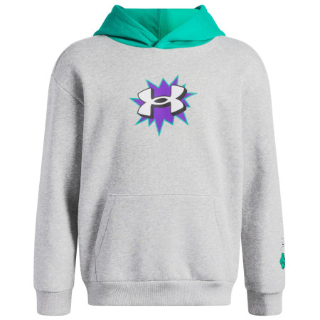 Kinder-Funktionsshirt Under Armour UA B Rival FLC Graphics Hd Mod Gray Light Heather hellgrau Mod Gray Light Heather / Geode Green / White
