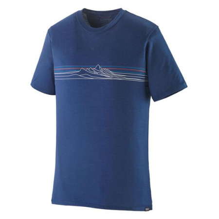 Herren-T-Shirt Patagonia M's Cap Cool Merino Blend Graphic Shirt blau Strata Stripe: Clement Blue