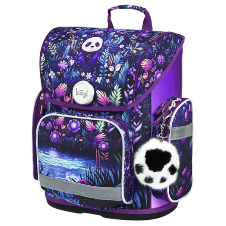Schulrucksack für Unterstufe Baagl Ergo lila Jungle Panda
