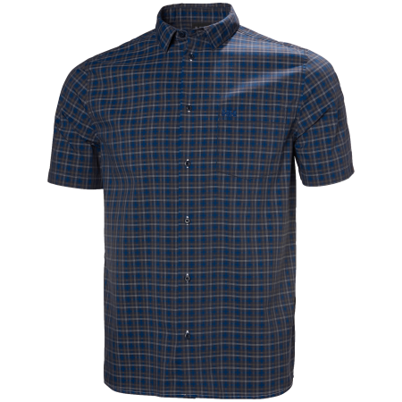 Herrenhemd Helly Hansen Fjord Qd Ss Shirt 2.0 dunkelblau Navy Vika Micro Plaid