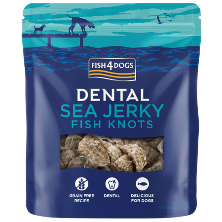 Hundeleckerlis Fish4Dogs Dental Sea Jerky Fish Knots 100g