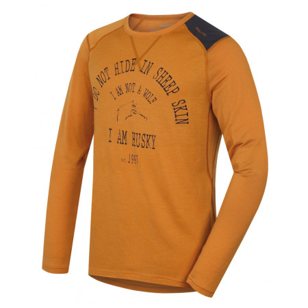 Herren-Funktionsshirt Husky Merino 100 dl. rukáv Wolf braun BrownOrange