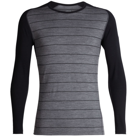 Herren-T-Shirt Icebreaker Mens 200 Oasis Deluxe Raglan LS Crewe grau GritstoneHthr/Black/Stripe